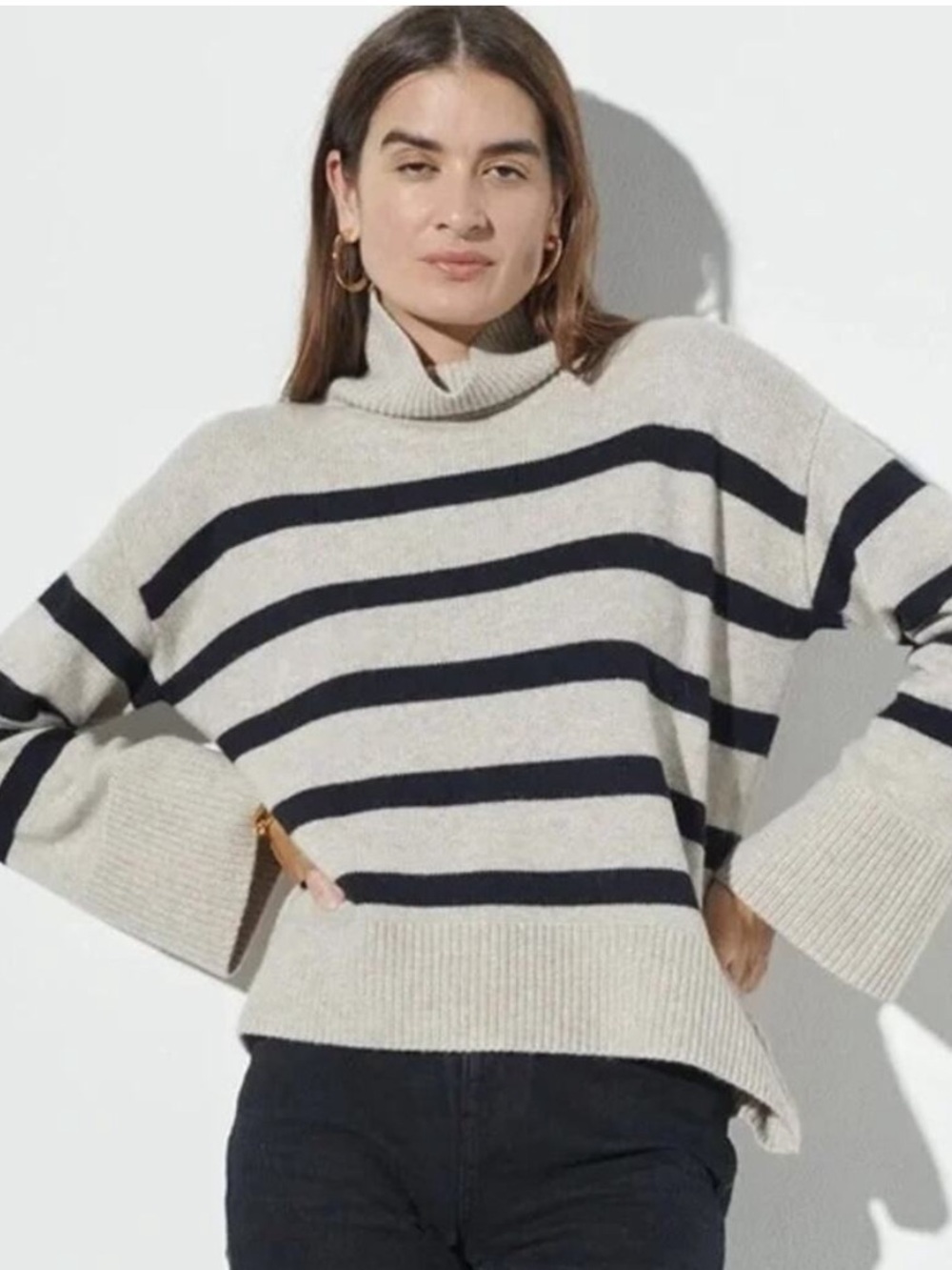 The Reset R Label Magic Mock Striped Wool Cashmere Blend Sweater Medium